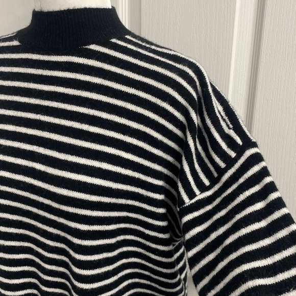 LOFT Mock Neck Turtleneck Front Tie Sweater Wool Blend Drop Shoulder Roomy SZ M - Picture 11 of 11